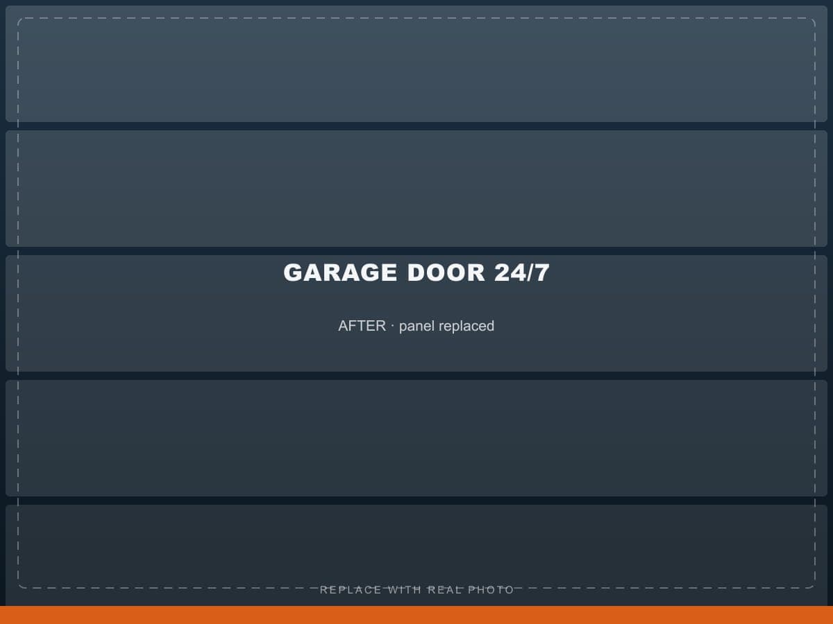 Garage door after the damaged panel was replaced